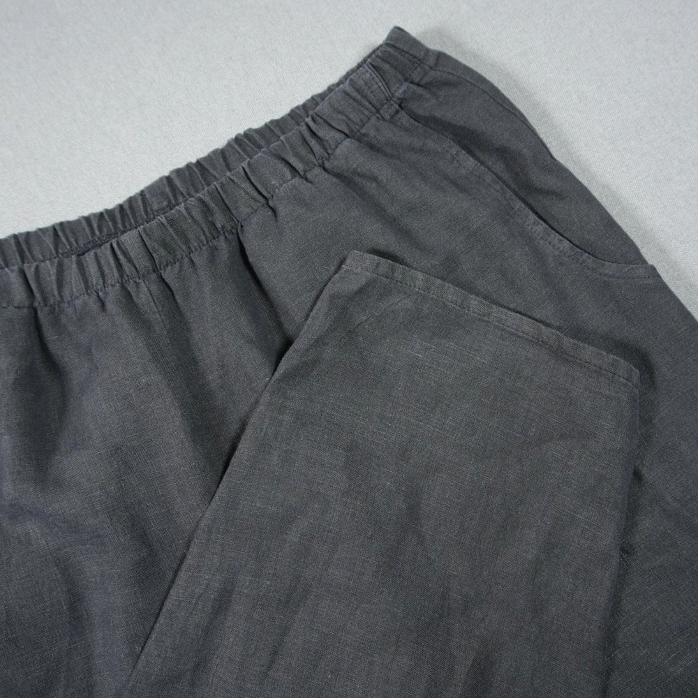 FLAX 100% Linen Elastic Waist Tapered Women Pants Size S